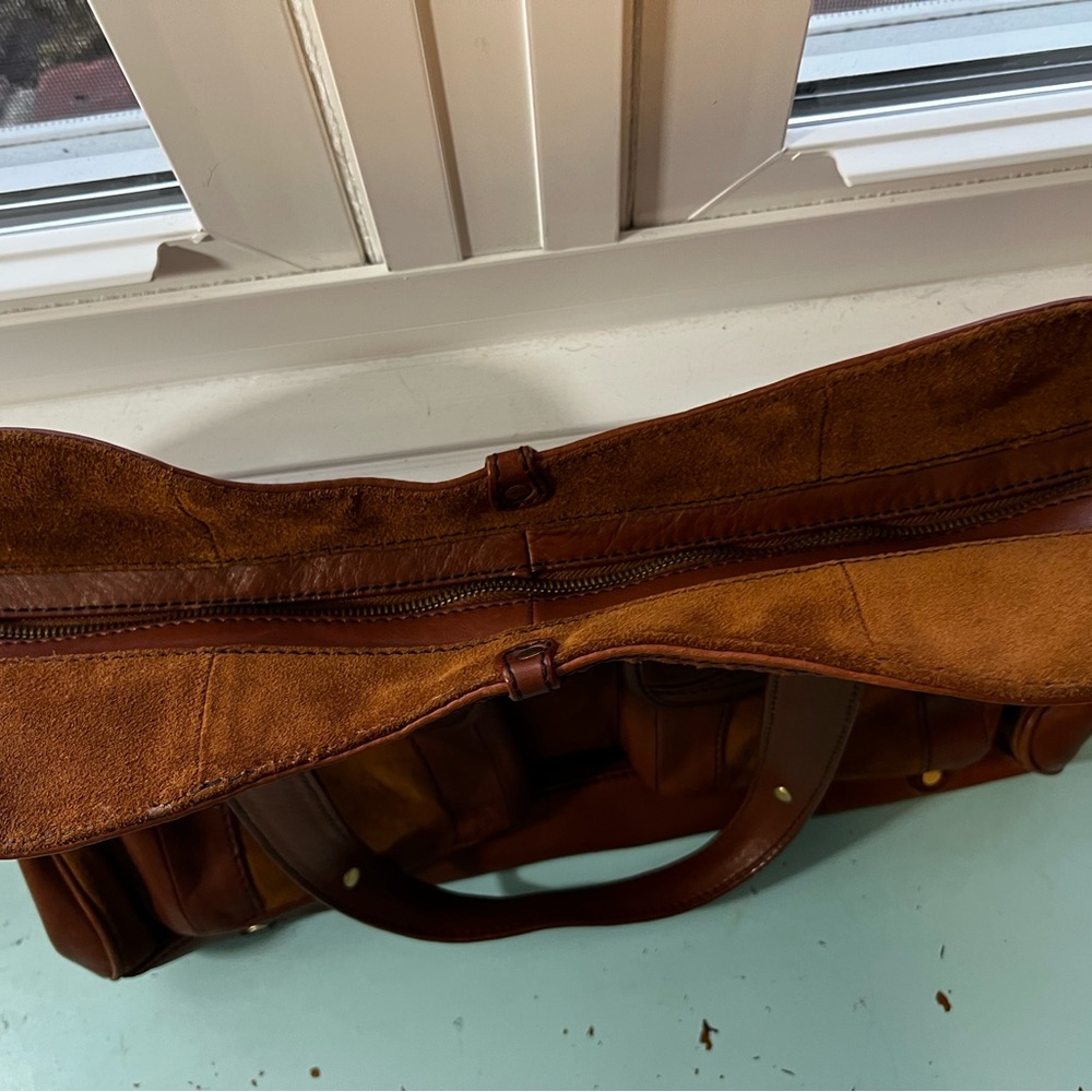 Vintage ! BillyBoo Leather & Suede Tote Bag in Chestnut Brown - Picture 7 of 12